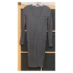 JAMES PERSE GREY LONG SLEEVE BLOUSON JERSEY DRESS